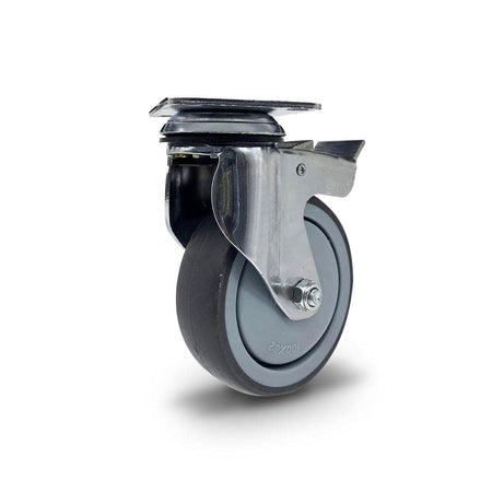 Grip Grip 42075 100mm 130kg Chrome Plated Grey TPR Swivel Castor with Brake