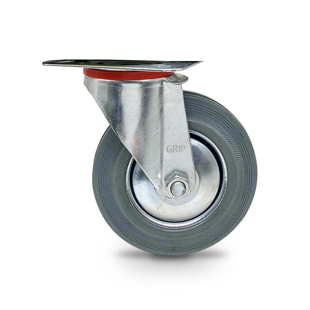Grip Grip 43058 125mm 100kg Grey Rubber Moulded Steel Core Swivel Castor