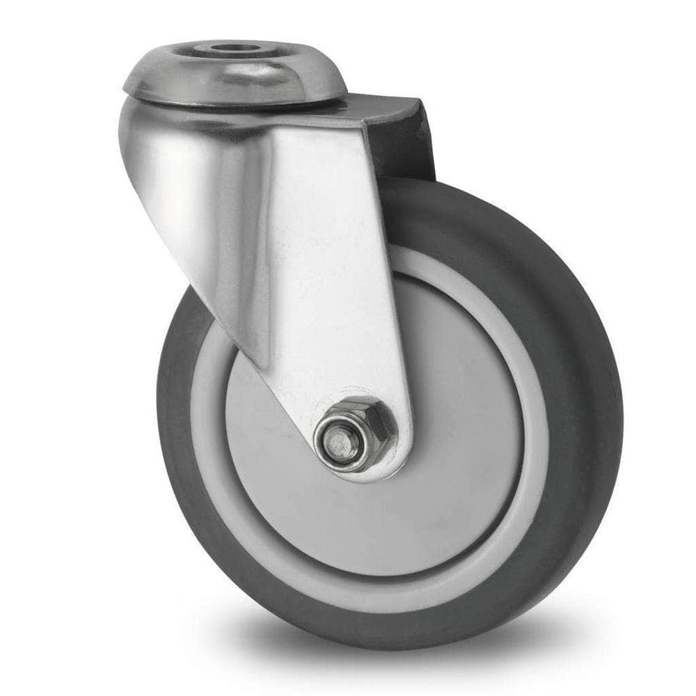 Grip Grip 42011 100mm 100kg Institutional Grey TPR Swivel Castor with Brake & Bolt Hole